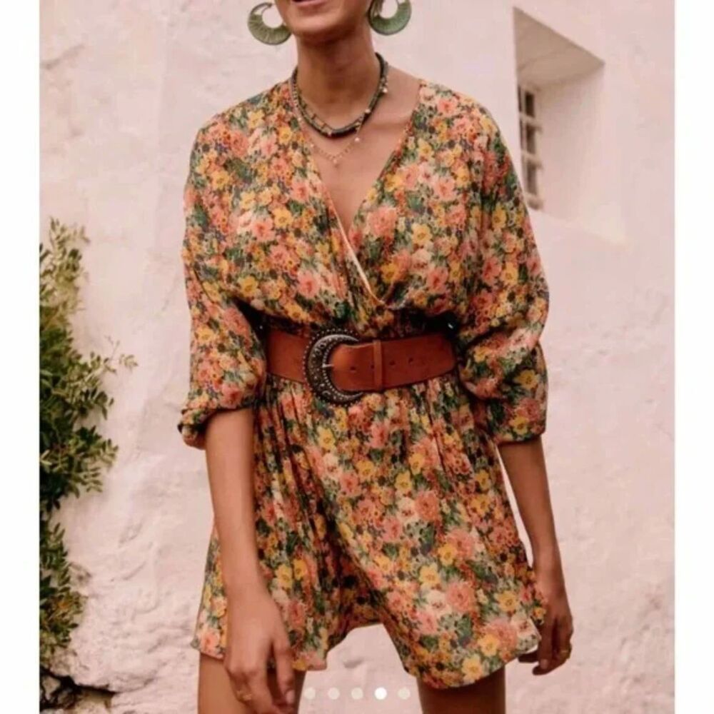 NEW w/Tags ~ Sézane Pat Dress Floral Mini Wrap Viscose‎ Chiffon FR 34 / US 2